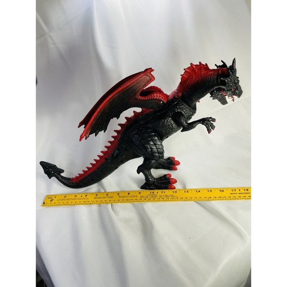 Dragon Large Toy 18 Inch Walking Roaring Moving Dragon-Lighted Red Eyes Black - Picture 3 of 12